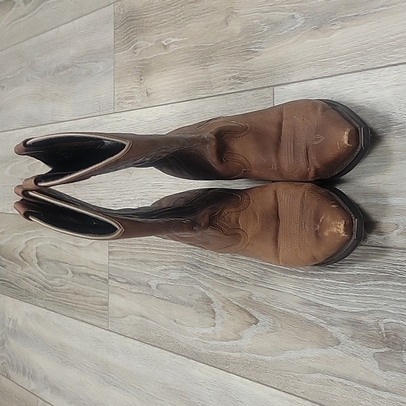 Laredo Brown with Blue Embroidery Tremaine 11" Leather Cowboy Boots 7 1/2 - Picture 4 of 10